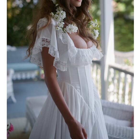 NEW Selkie The Ivory Cupid Midi Dress White Lace Party Wedding - Picture 3 of 12